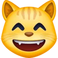 😸 Kucing Tersenyum dengan Mulut Terbuka dan Mata Tertutup Facebook