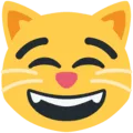 😸 Kucing Tersenyum dengan Mulut Terbuka dan Mata Tertutup Twitter