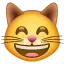 😸 Kucing Tersenyum dengan Mulut Terbuka dan Mata Tertutup WhatsApp