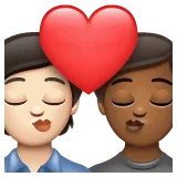 🧑🏻‍❤️‍💋‍🧑🏾 Berciuman Warna Kulit Cerah dengan Warna Kulit Gelap Sedang WhatsApp