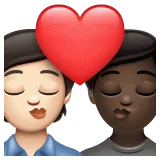 🧑🏻‍❤️‍💋‍🧑🏿 Berciuman Warna Kulit Cerah dengan Warna Kulit Gelap WhatsApp