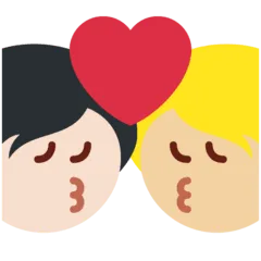 🧑🏼‍❤️‍💋‍🧑🏻 Berciuman Warna Kulit Cerah Sedang dengan Warna Kulit Cerah Twitter