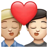 🧑🏼‍❤️‍💋‍🧑🏻 Berciuman Warna Kulit Cerah Sedang dengan Warna Kulit Cerah WhatsApp