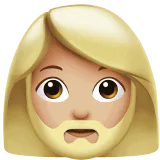 🧔🏼‍♀️ Wanita Berjanggut Warna Kulit Cerah Sedang Apple