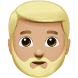 🧔🏼‍♂️ Pria Berjanggut Warna Kulit Cerah Sedang Apple