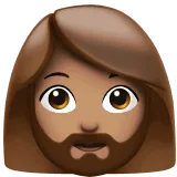 🧔🏽‍♀️ Wanita Berjanggut Warna Kulit Sedang Apple