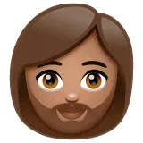 🧔🏽‍♀️ Wanita Berjanggut Warna Kulit Sedang WhatsApp
