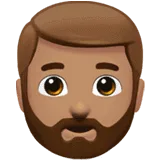 🧔🏽‍♂️ Pria Berjanggut Warna Kulit Sedang Apple