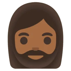 🧔🏾‍♀️ Wanita Berjanggut Warna Kulit Gelap Sedang Google