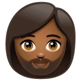 🧔🏾‍♀️ Wanita Berjanggut Warna Kulit Gelap Sedang WhatsApp