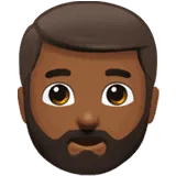 🧔🏾‍♂️ Pia Berjanggut Warna Kulit Gelap Sedang Apple