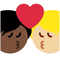 🧑🏼‍❤️‍💋‍🧑🏿 Berciuman Warna Kulit Cerah Sedang dengan Warna Kulit Gelap Twitter