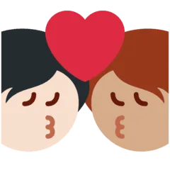 🧑🏽‍❤️‍💋‍🧑🏻 Berciuman Warna Kulit Sedang dengan Warna Kulit Cerah Twitter