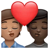 🧑🏽‍❤️‍💋‍🧑🏿 Berciuman Warna Kulit Sedang dengan Warna Kulit Gelap WhatsApp