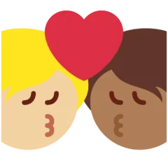 🧑🏾‍❤️‍💋‍🧑🏼 Berciuman Warna Kulit Gelap Sedang dengan Warna Kulit Cerah Sedang Twitter