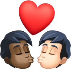 🧑🏿‍❤️‍💋‍🧑🏻 Berciuman Warna Kulit Gelap dengan Warna Kulit Cerah Facebook
