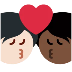 🧑🏿‍❤️‍💋‍🧑🏻 Berciuman Warna Kulit Gelap dengan Warna Kulit Cerah Twitter