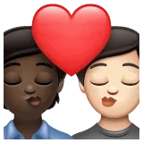 🧑🏿‍❤️‍💋‍🧑🏻 Berciuman Warna Kulit Gelap dengan Warna Kulit Cerah WhatsApp
