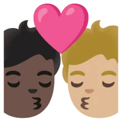 🧑🏿‍❤️‍💋‍🧑🏼 Berciuman Warna Kulit Gelap dengan Warna Kulit Cerah Sedang Google