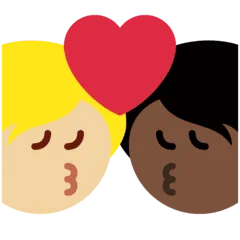 🧑🏿‍❤️‍💋‍🧑🏼 Berciuman Warna Kulit Gelap dengan Warna Kulit Cerah Sedang Twitter