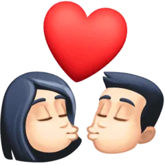 👩🏻‍❤️‍💋‍👨🏻 Berciuman Wanita dengan Pria Warna Kulit Cerah Facebook