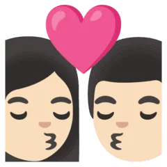 👩🏻‍❤️‍💋‍👨🏻 Berciuman Wanita dengan Pria Warna Kulit Cerah Google