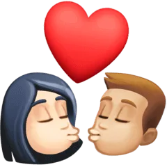 👩🏻‍❤️‍💋‍👨🏼 Berciuman Wanita dengan Pria Warna Kulit Cerah dengan Warna Kulit Cerah Sedang Facebook