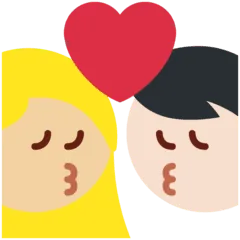 👩🏻‍❤️‍💋‍👨🏼 Berciuman Wanita dengan Pria Warna Kulit Cerah dengan Warna Kulit Cerah Sedang Twitter