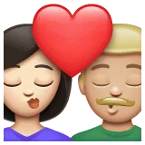 👩🏻‍❤️‍💋‍👨🏼 Berciuman Wanita dengan Pria Warna Kulit Cerah dengan Warna Kulit Cerah Sedang WhatsApp