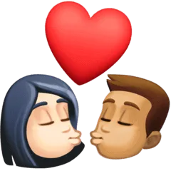 👩🏻‍❤️‍💋‍👨🏽 Berciuman Wanita dengan Pria Warna Kulit Cerah dengan Warna Kulit Sedang Facebook