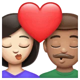 👩🏻‍❤️‍💋‍👨🏽 Berciuman Wanita dengan Pria Warna Kulit Cerah dengan Warna Kulit Sedang WhatsApp