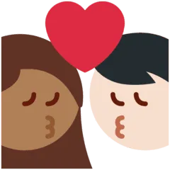 👩🏻‍❤️‍💋‍👨🏾 Berciuman Wanita dengan Pria Warna Kulit Cerah dengan Warna Kulit Gelap Sedang Twitter