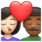 👩🏻‍❤️‍💋‍👨🏾 Berciuman Wanita dengan Pria Warna Kulit Cerah dengan Warna Kulit Gelap Sedang WhatsApp