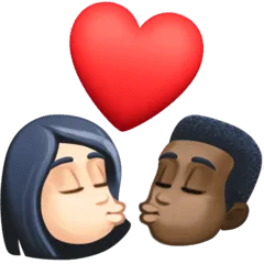 👩🏻‍❤️‍💋‍👨🏿 Berciuman Wanita dengan Pria Warna Kulit Cerah dengan Warna Kulit Gelap Facebook