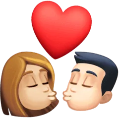👩🏼‍❤️‍💋‍👨🏻 Berciuman Wanita dengan Pria Warna Kulit Cerah Sedang dengan Warna Kulit Cerah Facebook