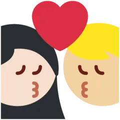 👩🏼‍❤️‍💋‍👨🏻 Berciuman Wanita dengan Pria Warna Kulit Cerah Sedang dengan Warna Kulit Cerah Twitter