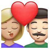 👩🏼‍❤️‍💋‍👨🏻 Berciuman Wanita dengan Pria Warna Kulit Cerah Sedang dengan Warna Kulit Cerah WhatsApp