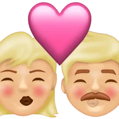 👩🏼‍❤️‍💋‍👨🏼 Berciuman Wanita dengan Pria Warna Kulit Cerah sedang Emojipedia