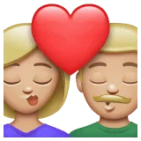 👩🏼‍❤️‍💋‍👨🏼 Berciuman Wanita dengan Pria Warna Kulit Cerah sedang WhatsApp