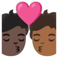 🧑🏿‍❤️‍💋‍🧑🏾 Berciuman Warna Kulit Gelap dengan Warna Kulit Gelap Sedang Google