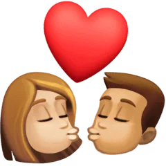 👩🏼‍❤️‍💋‍👨🏽 Berciuman Wanita dengan Pria Warna Kulit Cerah Sedang dengan Warna Kulit Sedang Facebook