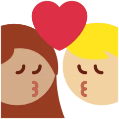 👩🏼‍❤️‍💋‍👨🏽 Berciuman Wanita dengan Pria Warna Kulit Cerah Sedang dengan Warna Kulit Sedang Twitter
