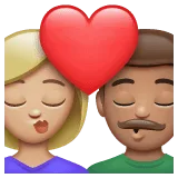 👩🏼‍❤️‍💋‍👨🏽 Berciuman Wanita dengan Pria Warna Kulit Cerah Sedang dengan Warna Kulit Sedang WhatsApp