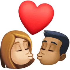 👩🏼‍❤️‍💋‍👨🏾 Berciuman Wanita dengan Pria Warna Kulit Cerah Sedang dengan Warna Kulit Gelap Sedang Facebook