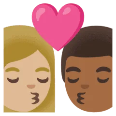 👩🏼‍❤️‍💋‍👨🏾 Berciuman Wanita dengan Pria Warna Kulit Cerah Sedang dengan Warna Kulit Gelap Sedang Google