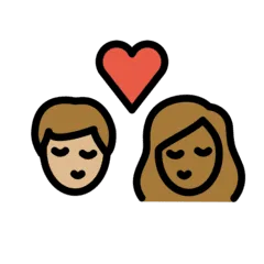 👩🏼‍❤️‍💋‍👨🏾 Berciuman Wanita dengan Pria Warna Kulit Cerah Sedang dengan Warna Kulit Gelap Sedang OpenMoji