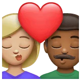 👩🏼‍❤️‍💋‍👨🏾 Berciuman Wanita dengan Pria Warna Kulit Cerah Sedang dengan Warna Kulit Gelap Sedang WhatsApp