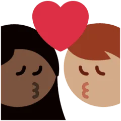 👩🏽‍❤️‍💋‍👨🏿 Berciuman Wanita dengan Pria Warna Kulit Sedang dengan Warna Kulit Gelap Twitter