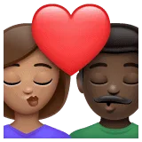👩🏽‍❤️‍💋‍👨🏿 Berciuman Wanita dengan Pria Warna Kulit Sedang dengan Warna Kulit Gelap WhatsApp