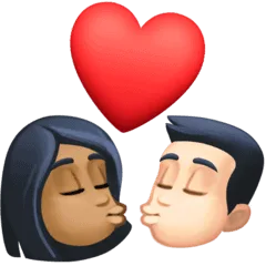 👩🏾‍❤️‍💋‍👨🏻 Berciuman Wanita dengan Pria Warna Kulit Gelap Sedang dengan Warna Kulit Cerah Facebook